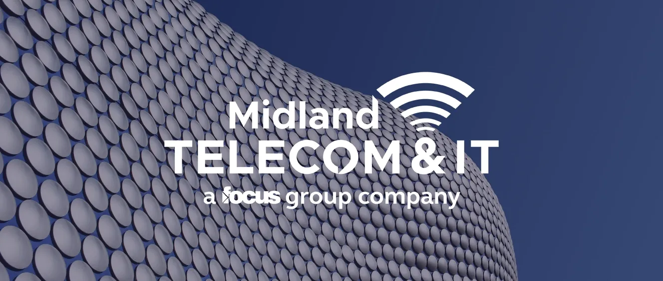 Midland Telecom logo over abstract building