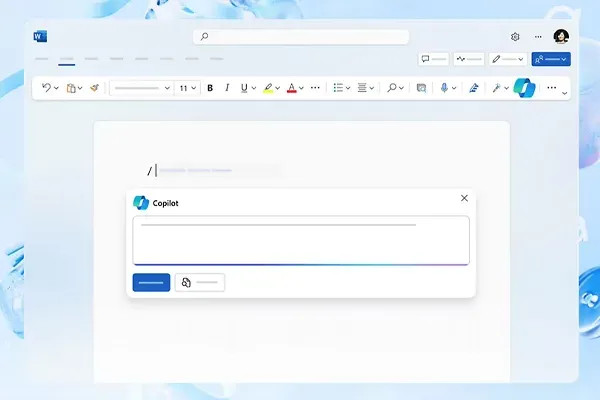 Copilot window open in Microsoft Word application