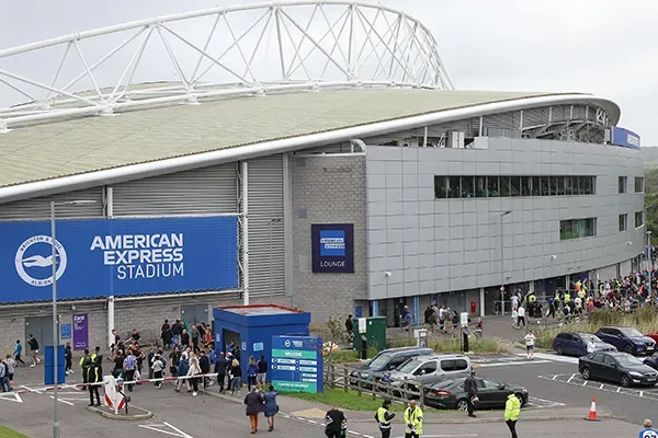 American Express Stadium sign on the front of building