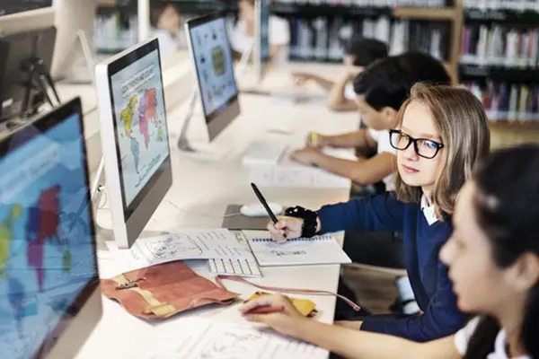 Children looking at computer screen